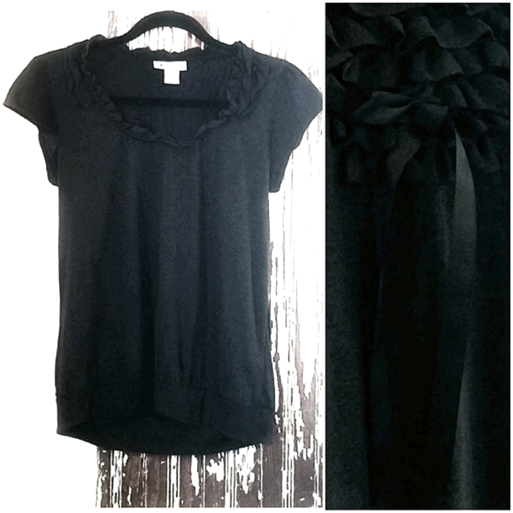 Self Esteem Ruffle Bow Top Black Size L